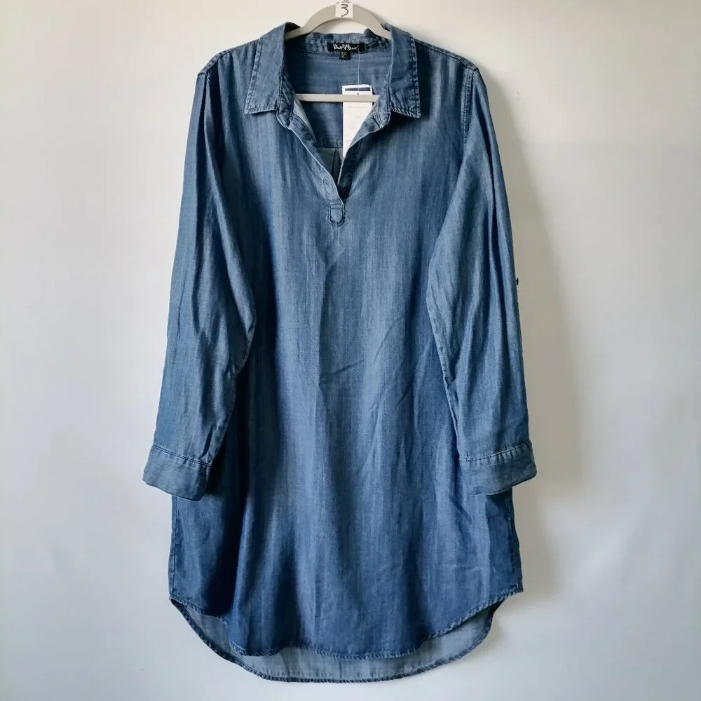 Velvet Heart Denim Blue High-Low Shirt Dress - Picture 1 of 8